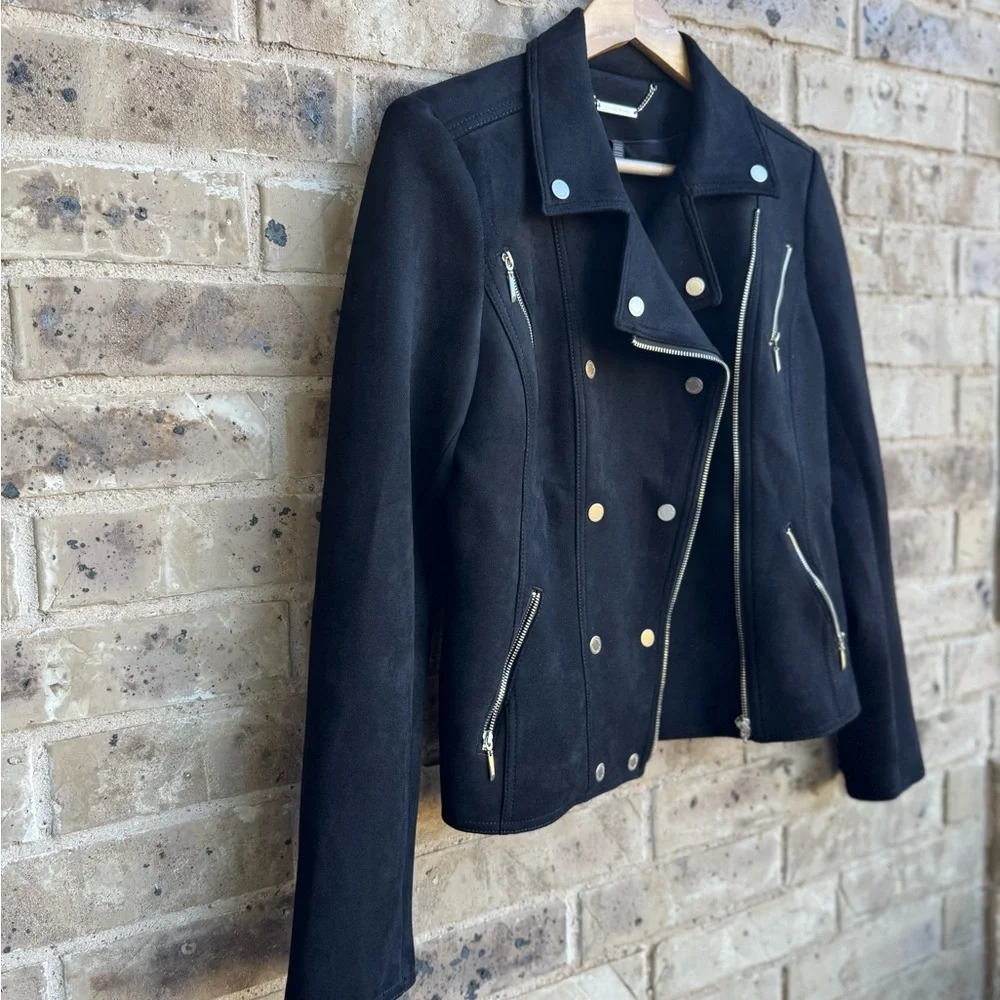 White House Black Market Women's Black Double-Breasted Jacket Size 8
